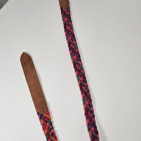 Accessories - Vintage Hand Woven Belt Leather Traditional Guatemalan Colorful Size L - 36